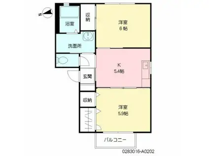 パークサイド妙泉寺A(2K/2階)の間取り写真