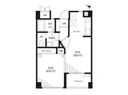 ヘスティア(1LDK/3階)の間取り写真