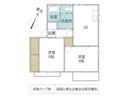 ハイツ富士(2DK/2階)の間取り写真