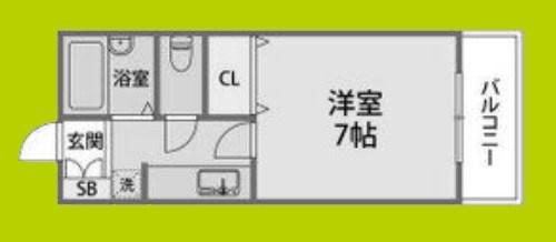 ソレーユフタバ(1K/4階)の間取り写真