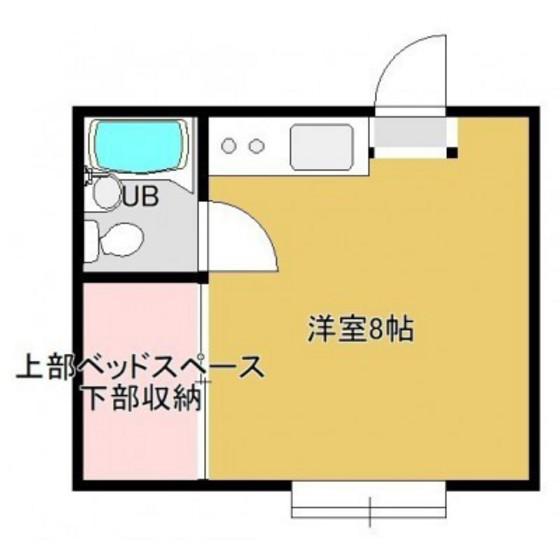 ヴァンベール亀田(ワンルーム/2階)の間取り写真