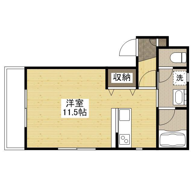 ポルシェ松浜(ワンルーム/4階)の間取り写真