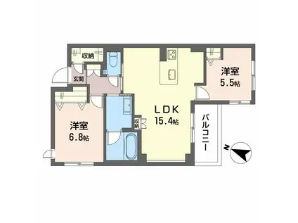グランメゾン本山(2LDK/2階)の間取り写真