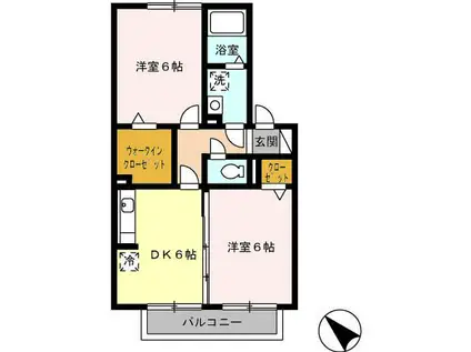 グランモア宮野(2DK/1階)の間取り写真