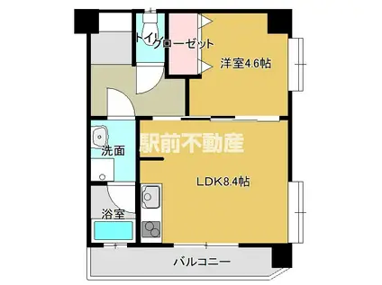 ビュークレスト佐賀駅前(1LDK/10階)の間取り写真