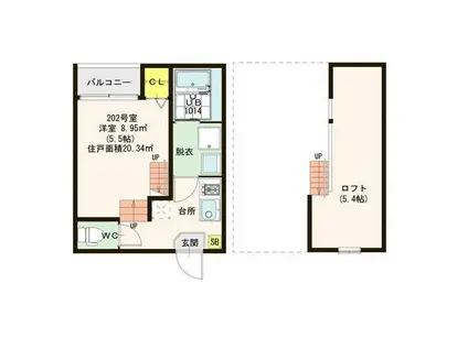 INSPIRE PHILIPPIANS413(1K/2階)の間取り写真