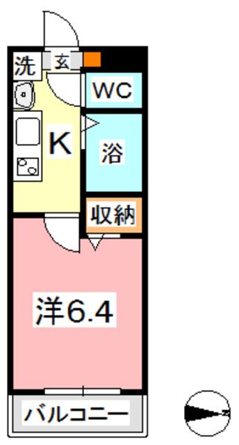 プリマローズ日ノ出町(1K/1階)の間取り写真