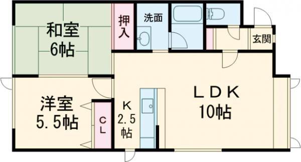メゾン湯浜(2LDK/2階)の間取り写真