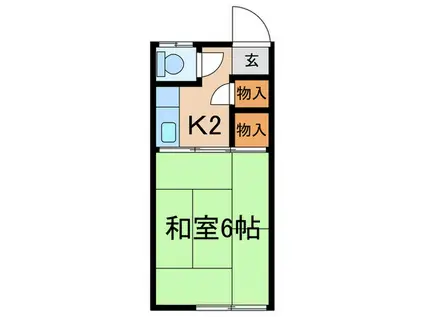 武蔵野ハイツ(1K/1階)の間取り写真