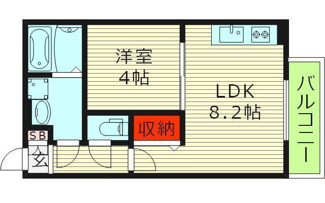 リトレ徳庵(1LDK/2階)の間取り写真