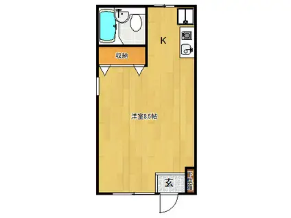 ルシール5(ワンルーム/1階)の間取り写真