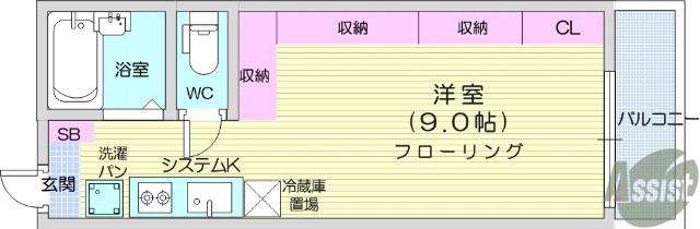 メゾンドショコラ アメール(ワンルーム/1階)の間取り写真