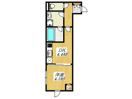 LAVIERE上中里(1DK/1階)の間取り写真