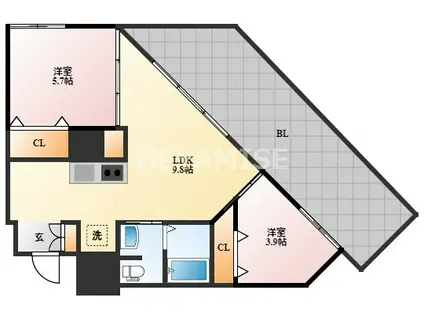 ZEE HAVEN(2LDK/7階)の間取り写真