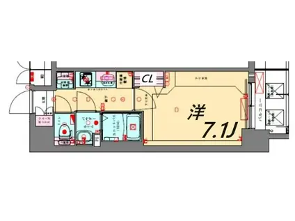 プレサンス兵庫ヴィアーレ(1K/8階)の間取り写真