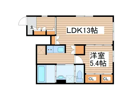 仙台市地下鉄南北線 勾当台公園駅 徒歩13分 3階建 築5年(1LDK/1階)の間取り写真