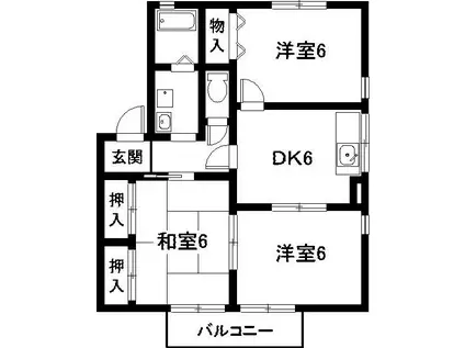 セジュール平井A棟(3DK/2階)の間取り写真