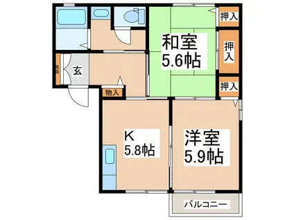 グランドディアスC棟(2K/1階)の間取り写真