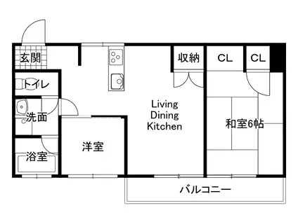 リビオン熊西(2LDK/4階)の間取り写真