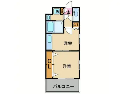 リファレンス小倉(1DK/5階)の間取り写真