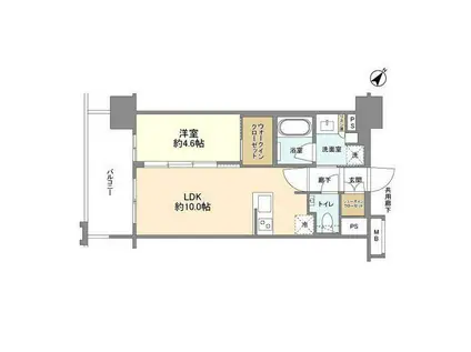 オープンレジデンシア渡辺通南(1LDK/10階)の間取り写真