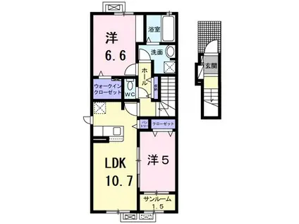 ヴィラアミング II(2LDK/2階)の間取り写真