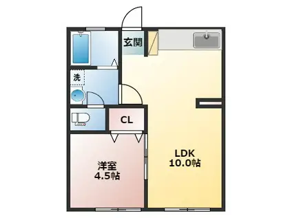 コーポ鈴森B(1LDK/2階)の間取り写真