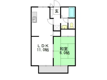 メルベイユ24B棟(1LDK/2階)の間取り写真