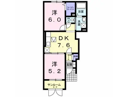 夢ハイツマツダI(2DK/1階)の間取り写真