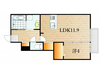 インペリアル(1LDK/1階)の間取り写真