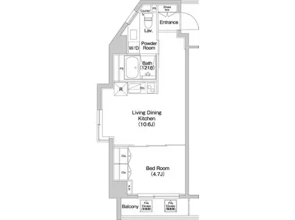 コンフォリア西新宿(1LDK/14階)の間取り写真