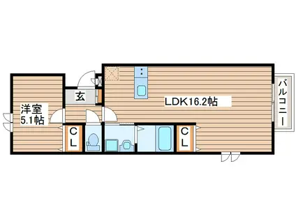 アスコット福田町(1LDK/1階)の間取り写真