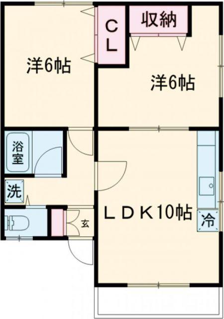 クララハイツ(2LDK/2階)の間取り写真