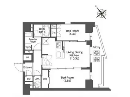 コンフォリア東大井II(2LDK/13階)の間取り写真