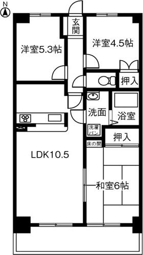 ウエストヒルズマルカ(2LDK/4階)の間取り写真