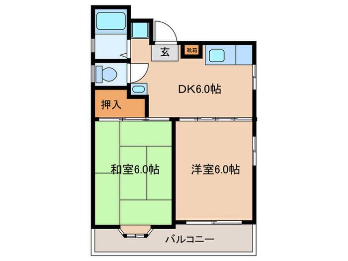 ファミールK&M(2DK/3階)の間取り写真