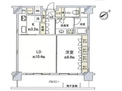 ティースタイリア(1LDK/5階)の間取り写真