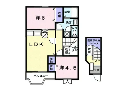 エーデル緑ヶ丘 B棟(2LDK/2階)の間取り写真