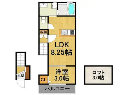 ONLY ONE 宝塚山本1(1LDK/2階)の間取り写真