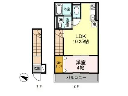 ボヌールK(1LDK/1階)の間取り写真