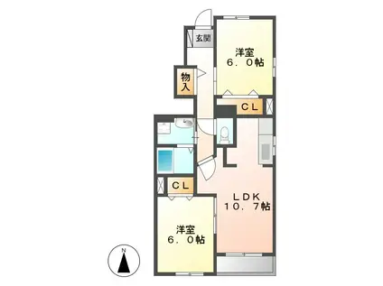 イストワール Ⅰ(2LDK/1階)の間取り写真
