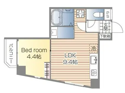 コスモグランデII(1LDK/3階)の間取り写真