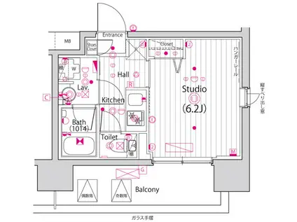 ガーラ・グランディ川口並木(1K/5階)の間取り写真