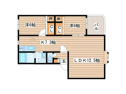 グランシャリオ(2LDK/2階)の間取り写真