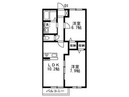 ELISE III(2LDK/2階)の間取り写真