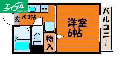 リバーサイド幸和(1K/1階)の間取り写真