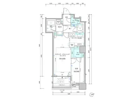 パークタワー勝どき サウス棟(1LDK/37階)の間取り写真