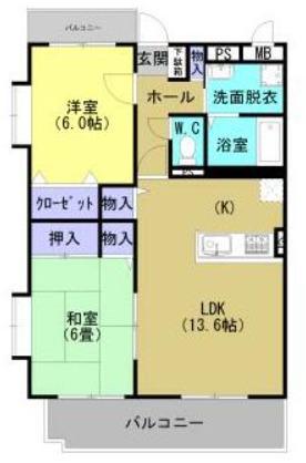 グリーンヒル(2LDK/3階)の間取り写真