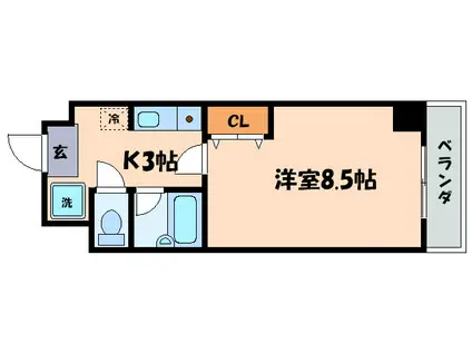 クローバーハイツIII(1K/1階)の間取り写真