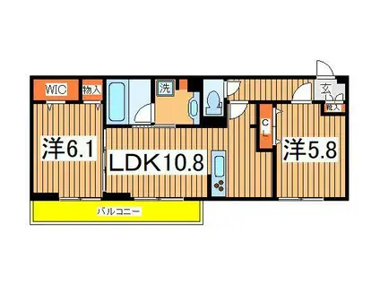 プラヴール(2LDK/3階)の間取り写真